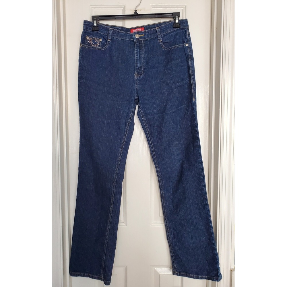 Cos Jeans Denim Pants Dark Wash Embroidered Pocket‎ Straight Leg Blue Size 33x30